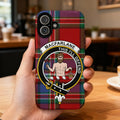 MacFarlane This I'll Defend tartan phone case — edge-to-edge plaid design with clan crest motto
