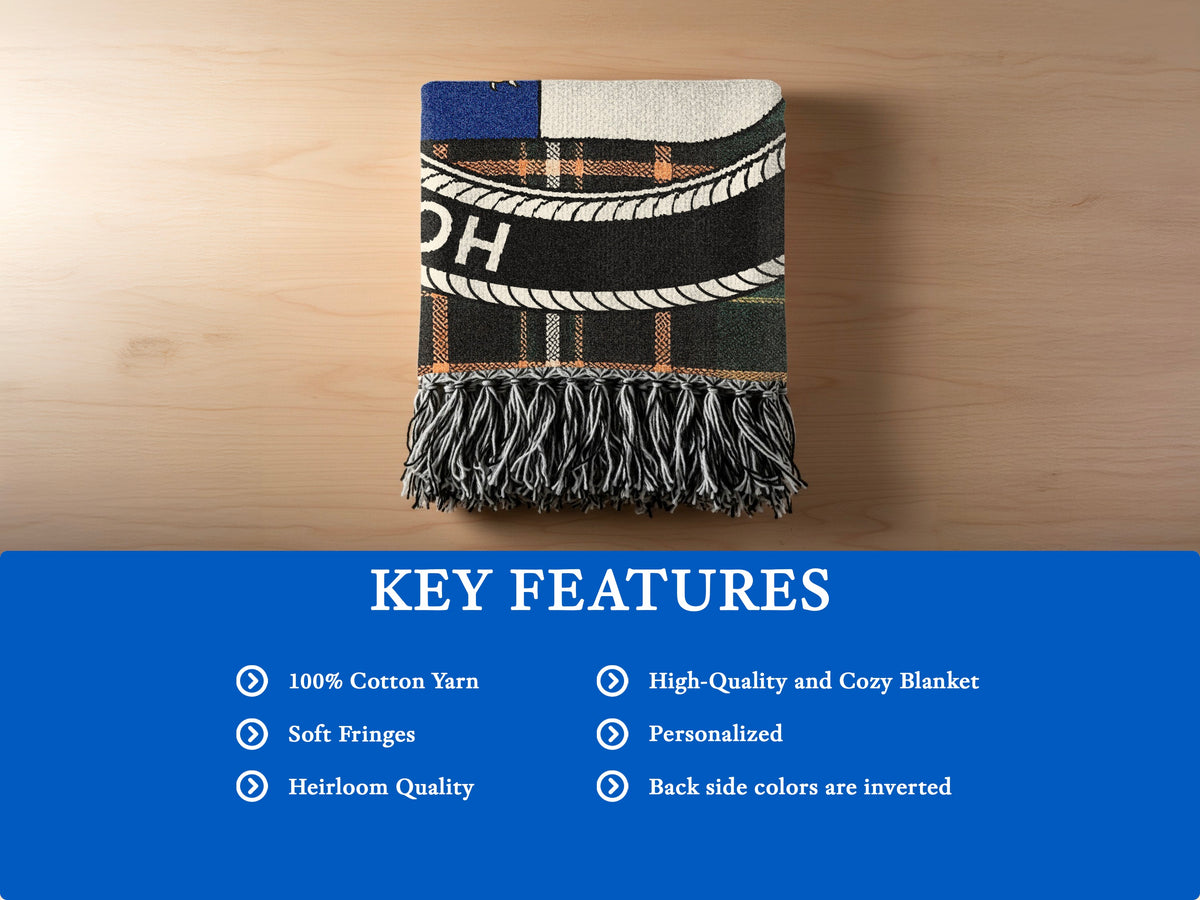 MacLysaght cotton woven blanket detail with decorative fringed edges