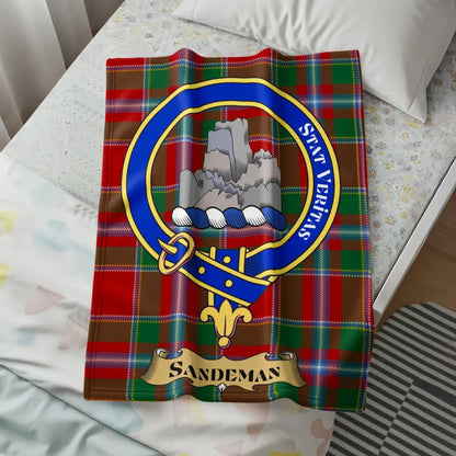 Clan Crest Badge on Tartan Plaid Throw Blanket product