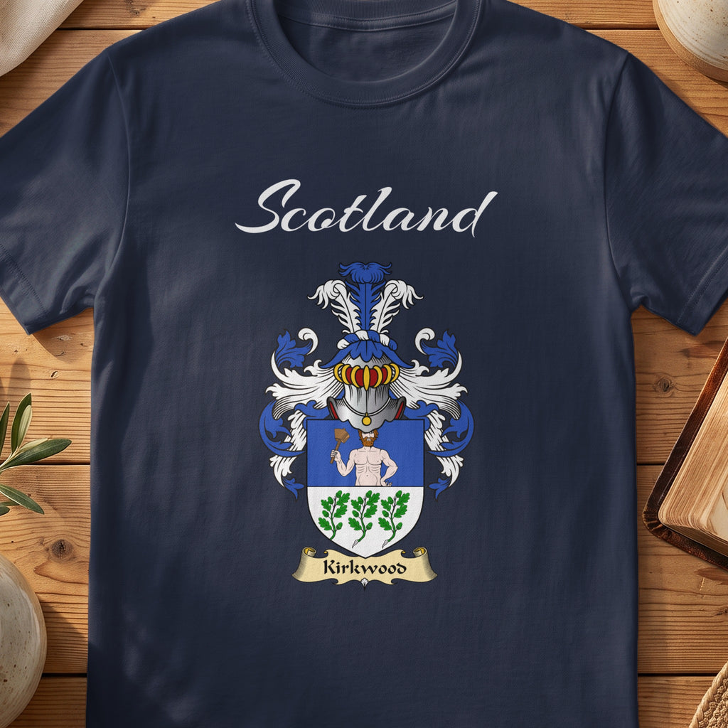 Kirkwood Scottish family shield T-shirt in Navy