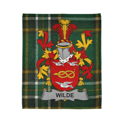 Wilde Family Crest with Green Tartan Blanket product type