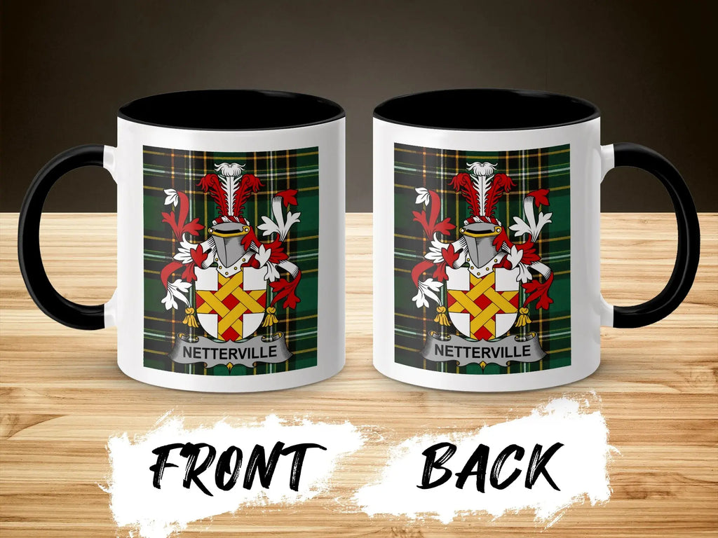 Netterville ceramic accent mug with Irish National Tartan crest design