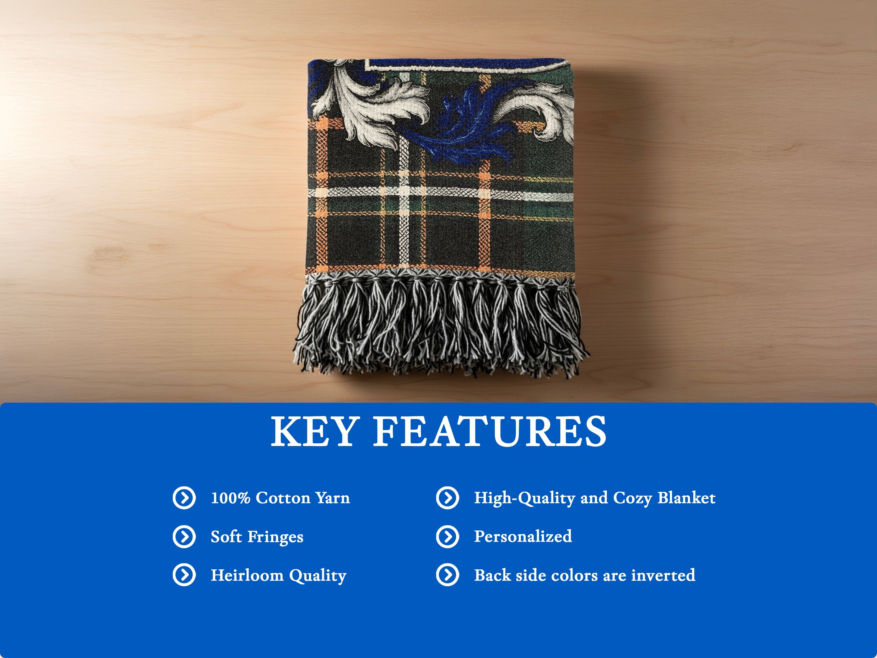 Murray heirloom-quality woven blanket detail showing woven texture and decorative fringe