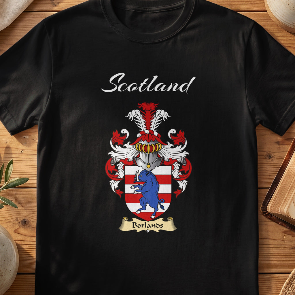 Borlands Scottish family shield T-shirt in Black
