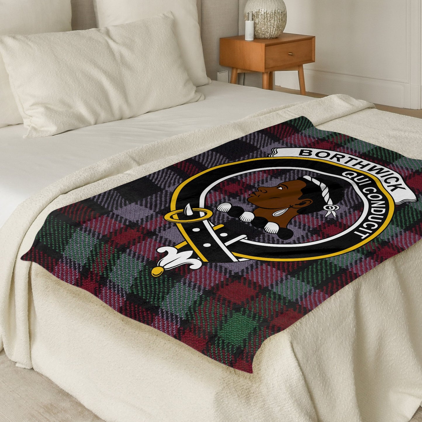 Borthwick Clan Crest Scottish Tartan Throw Blanket - Living Stone Gifts