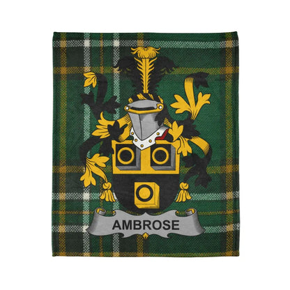 Ambrose Family Crest with Tartan Background product
