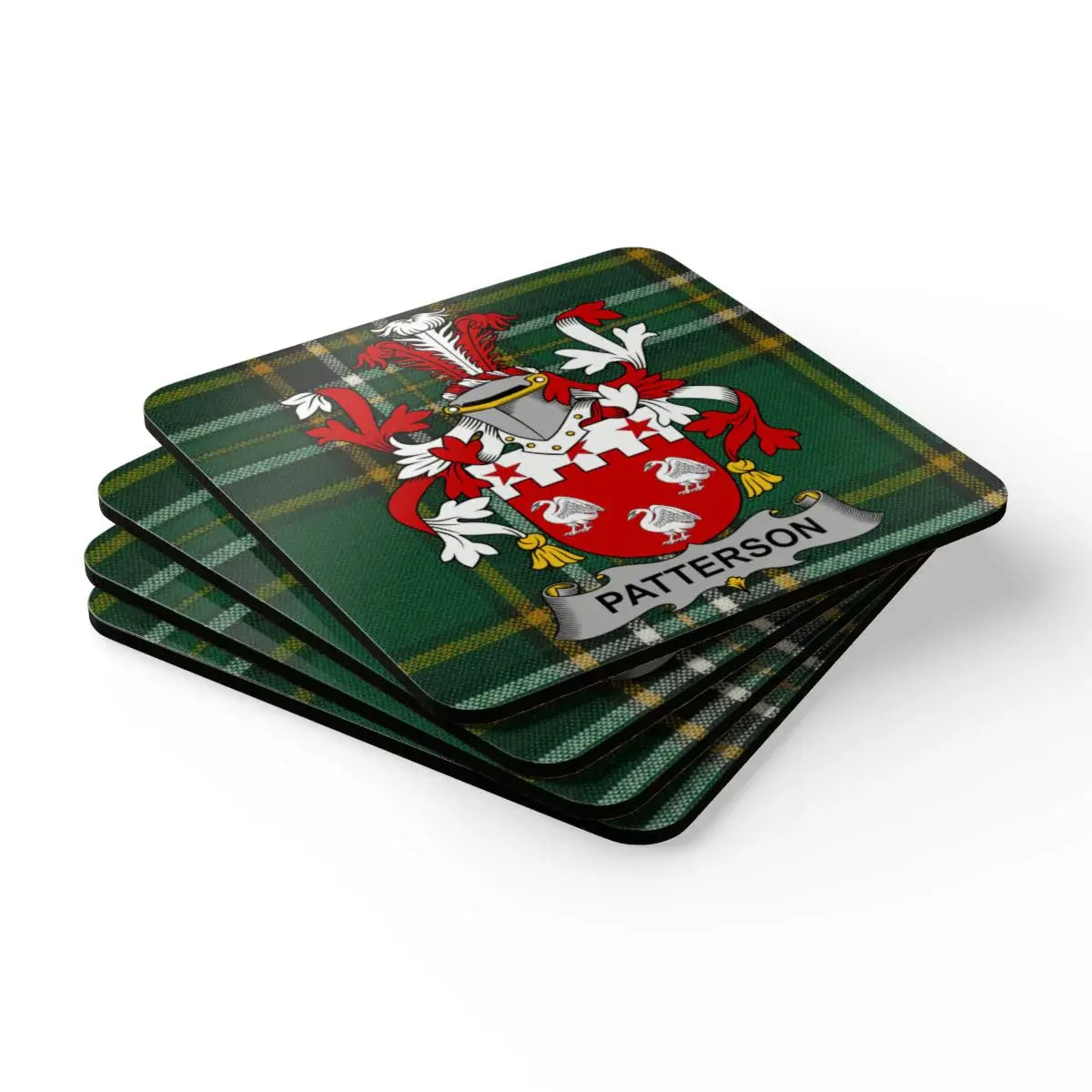 Patterson Family Crest Tartan Plaid Coasters product
