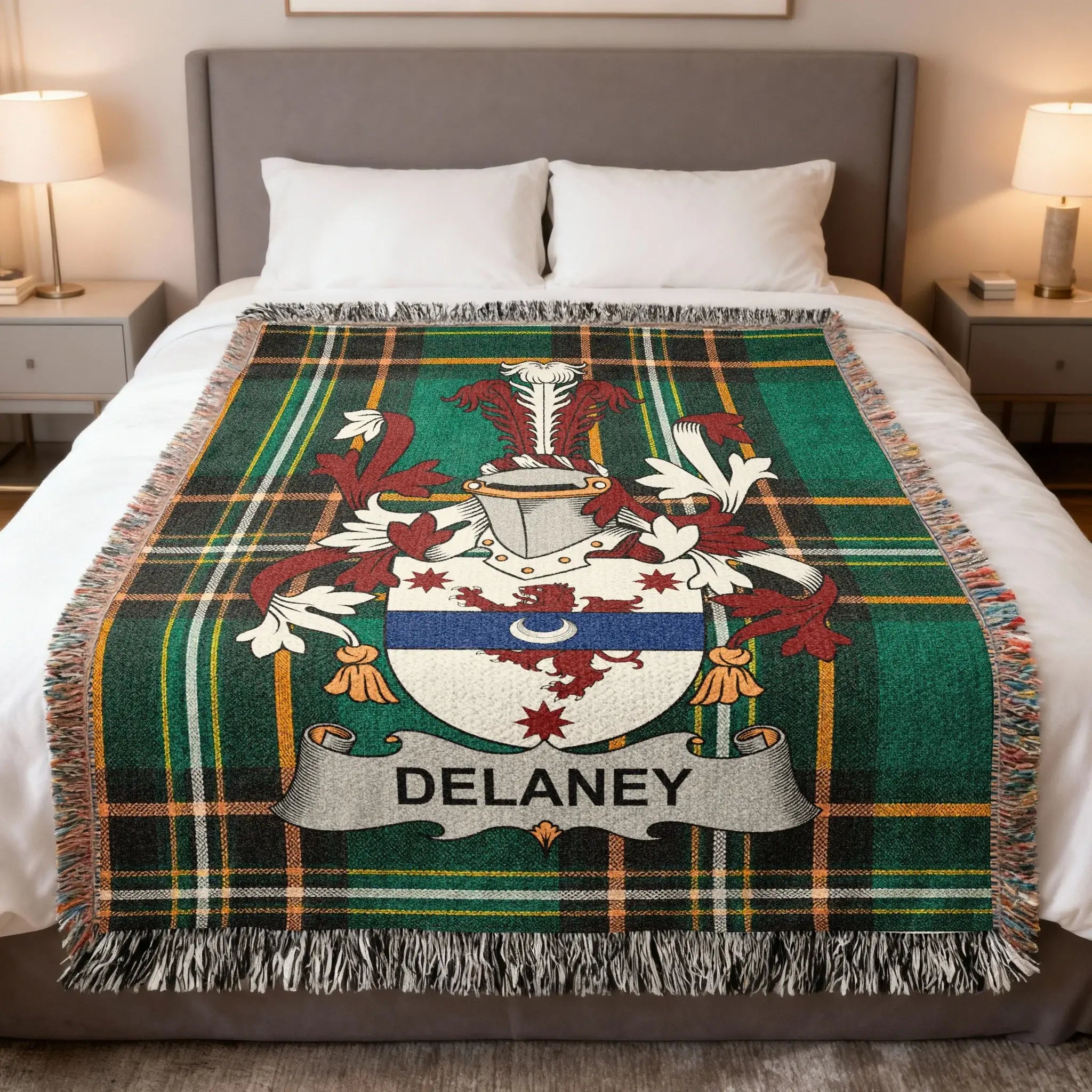 DELANEY Tartan Crest Throw Blanket product type