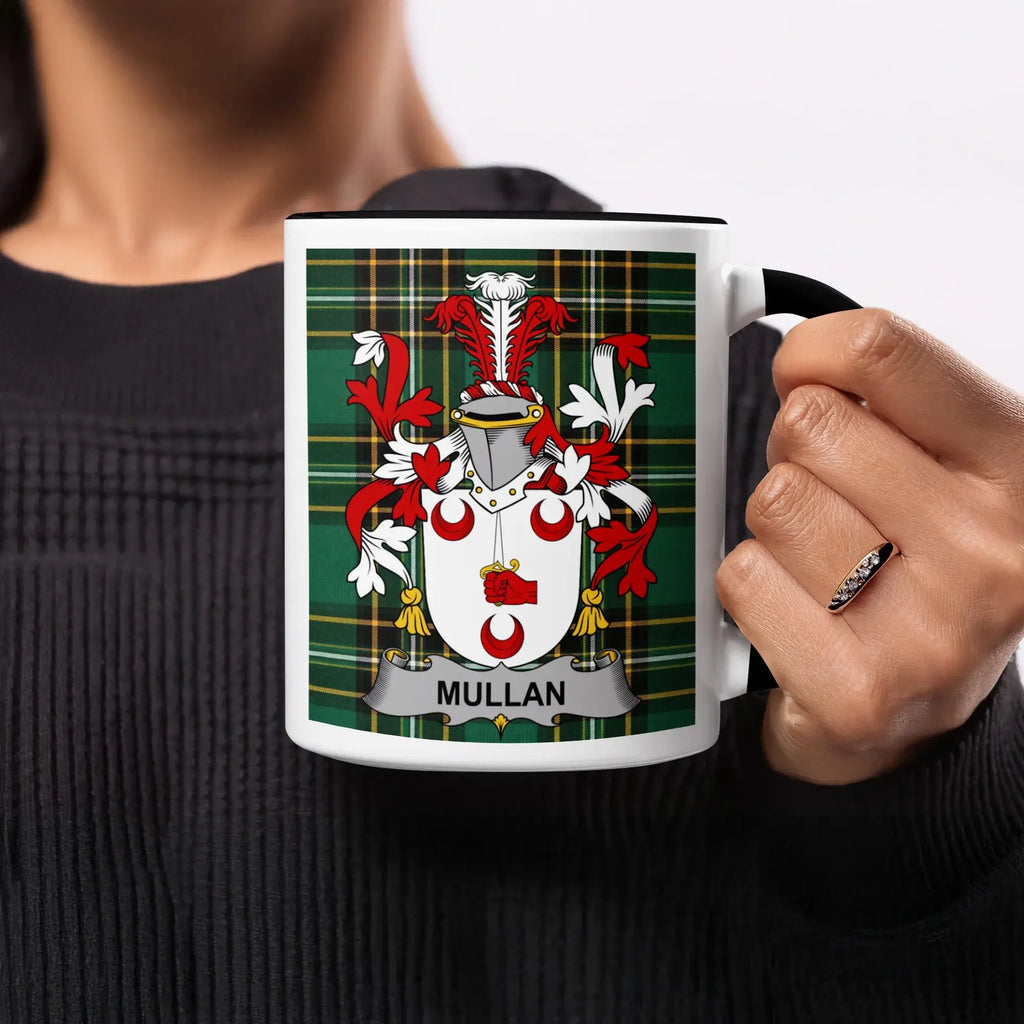 Mullan Irish heritage mug with black handle and interior