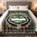 MacCabe Irish National Tartan woven blanket with family crest emblem