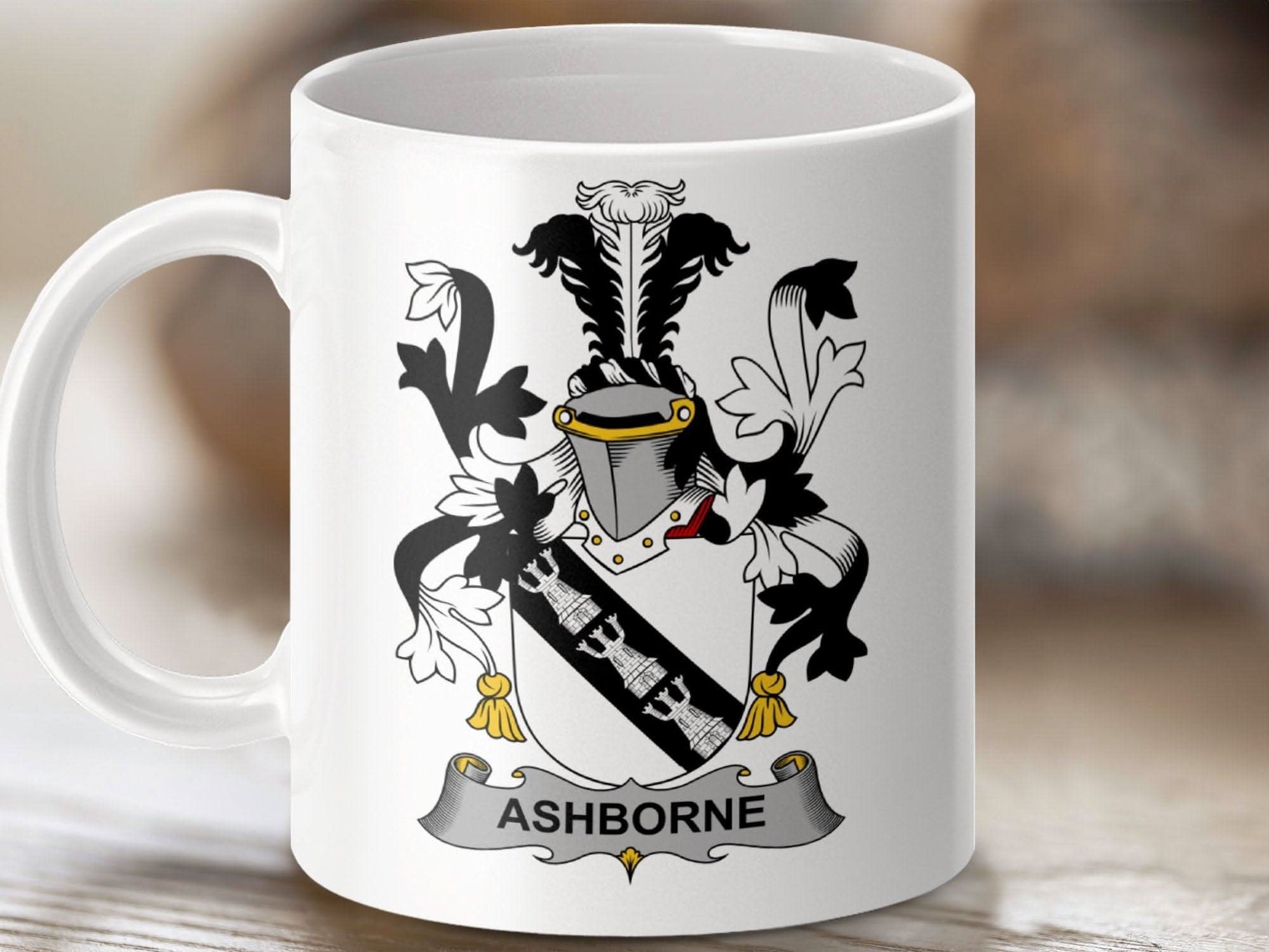 Ashborne Surname Irish Family Crest Heritage Gift Mug - Celtic Ancestry Gifts