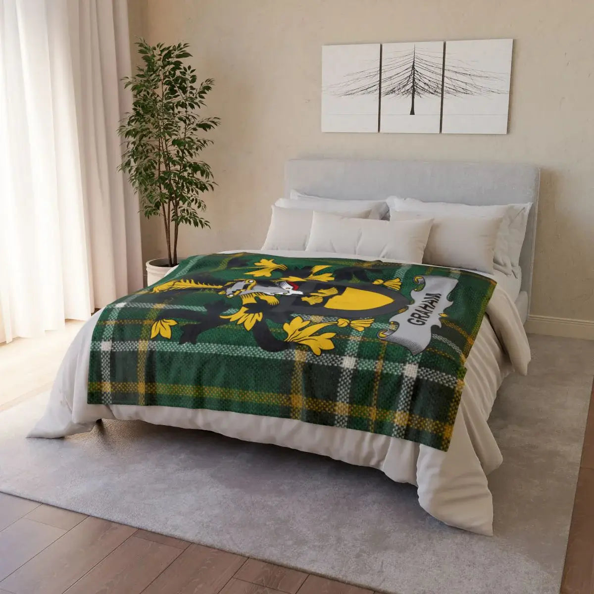 Stylish Green Plaid Patterned Cozy Blanket product