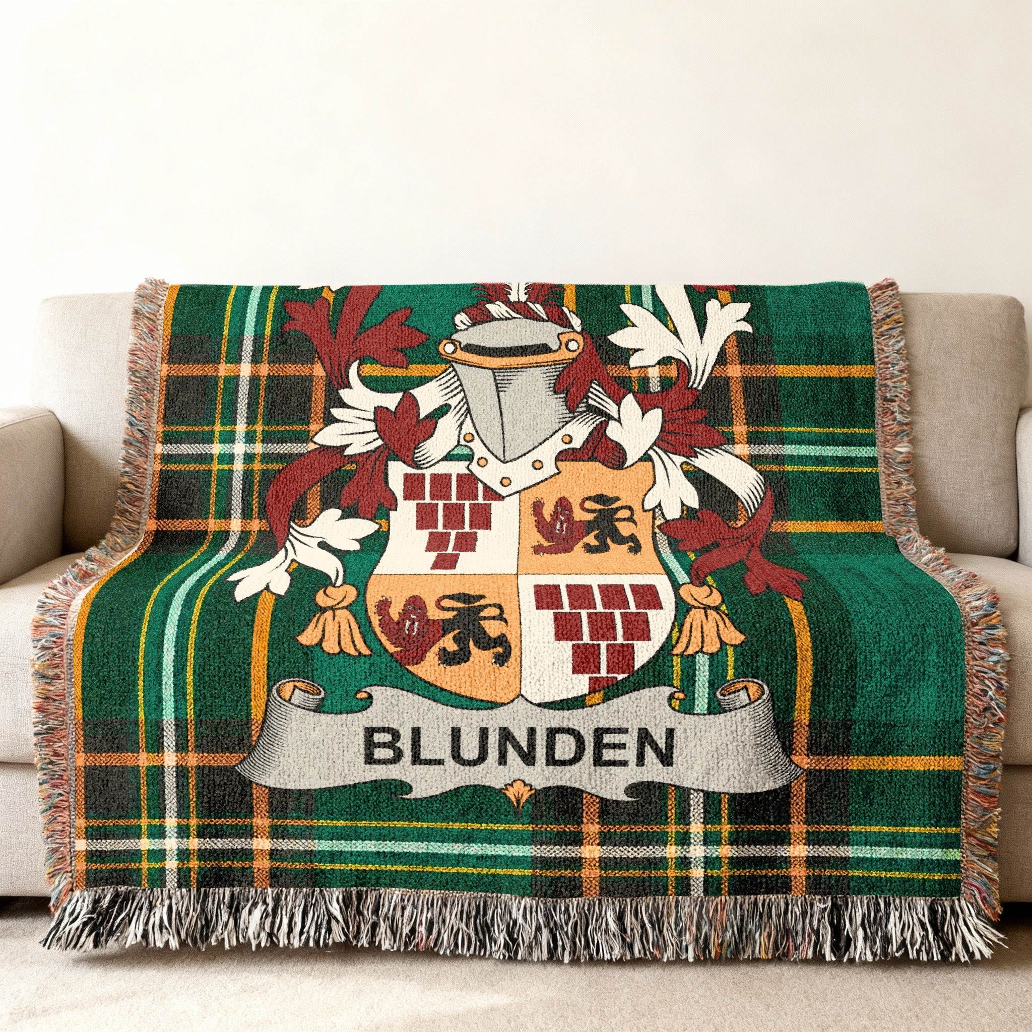 BLUNDEN Family Crest Tartan Plaid Blanket product type