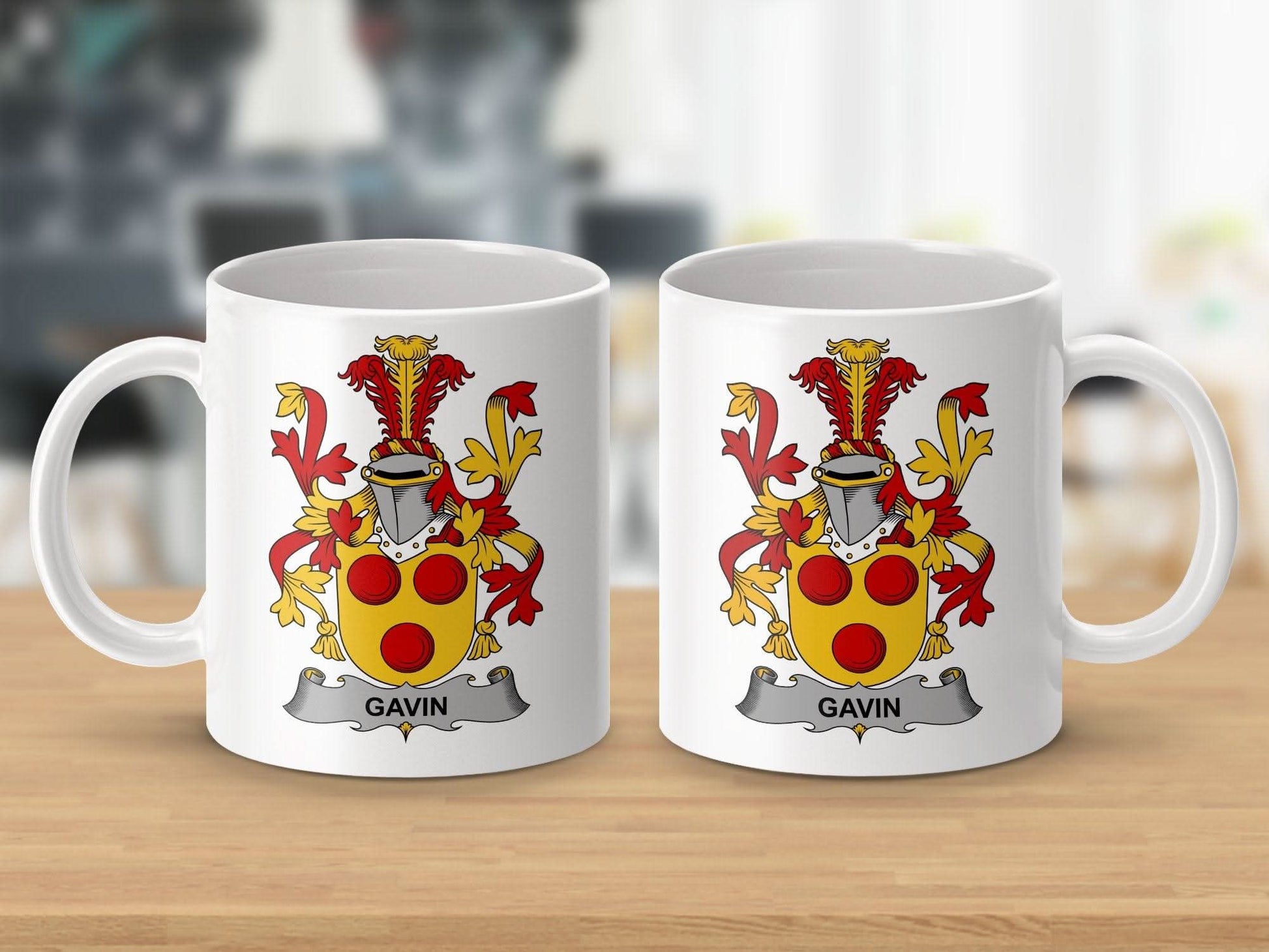 Gavin Surname Irish Family Crest Mug - Celtic Ancestry Gifts