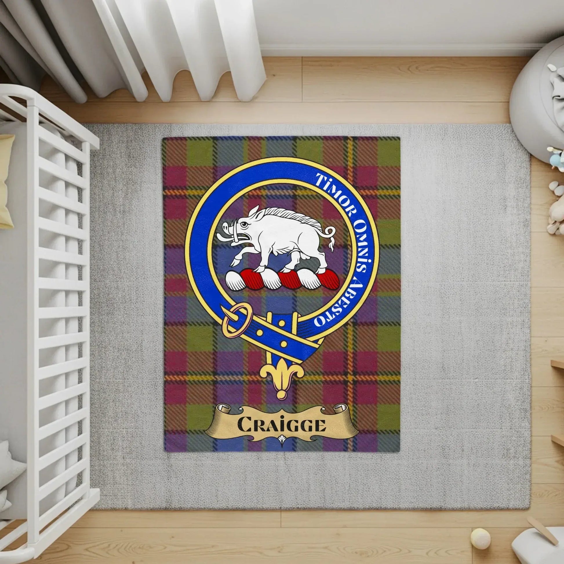 Timore Omnis Abesto Craigg Family Crest rug product type