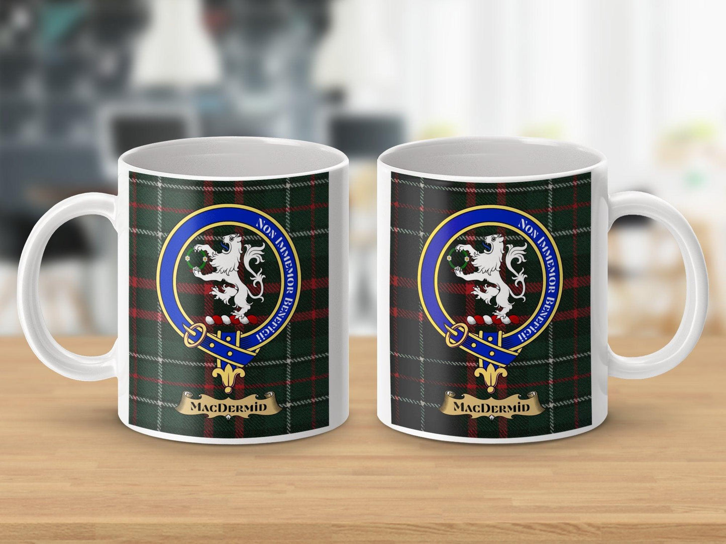 MacDermid Clan Crest Plaid Green Blue Red Decorative Mug - Living Stone Gifts