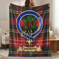 Christie clan crest red tartan throw blanket with Sic Viresco motto — 50x60 polyester