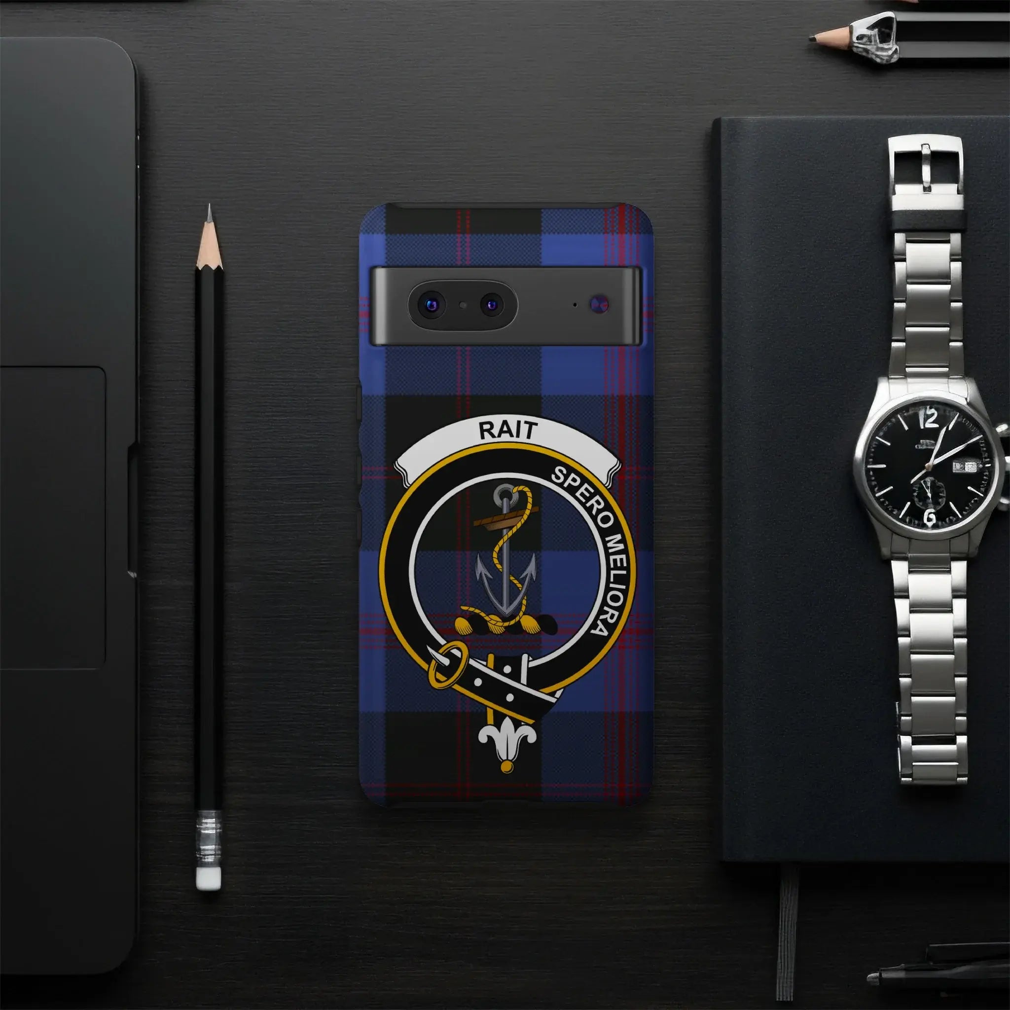 Nautical Theme Tartan Phone Case with RAIT Crest Design