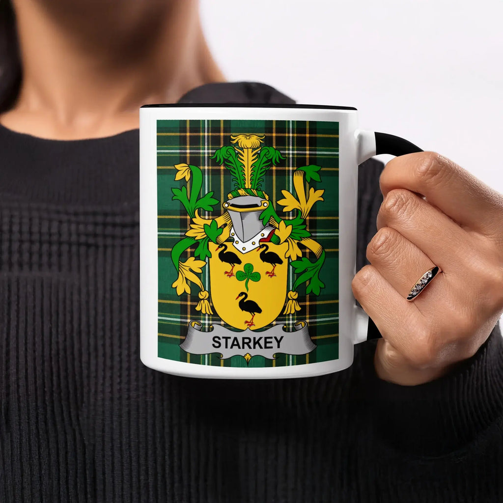 Starkey black accent mug with Irish National Tartan crest design