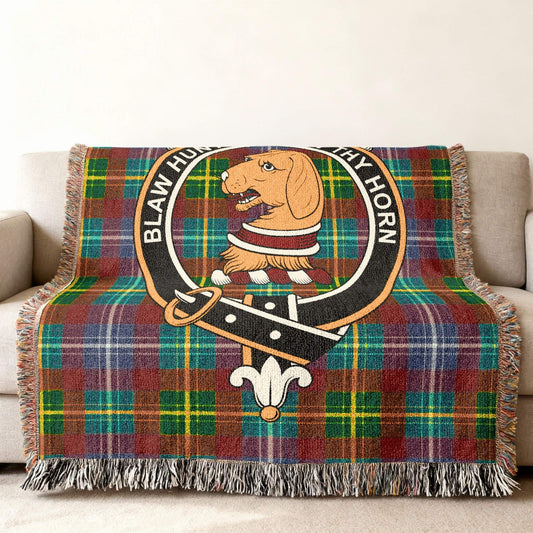 Blaw Horn Tartan Blanket with Dog Crest Design