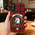 Clan Dunbar tartan phone case — glossy 3D wrap print, crest and motto In Promptu, iPhone model