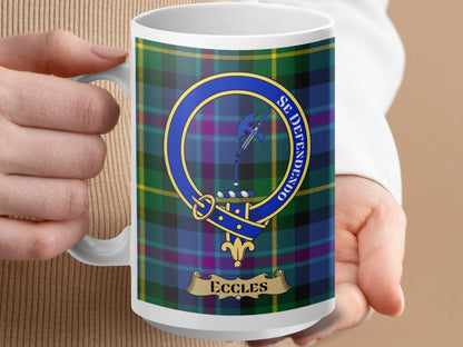 Scottish Clan Eccles Crest Tartan Plaid Emblem Mug - Living Stone Gifts