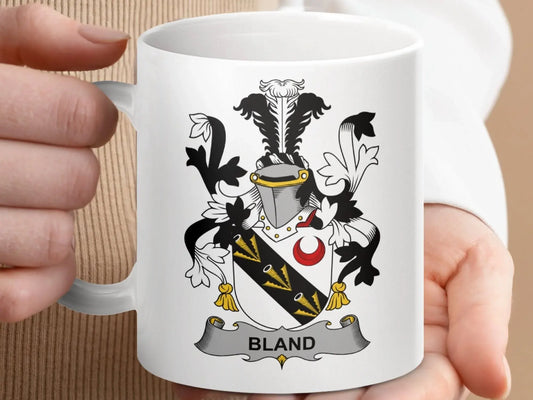 Bland Family Coat of Arms Crest Design Mug - Celtic Ancestry Gifts