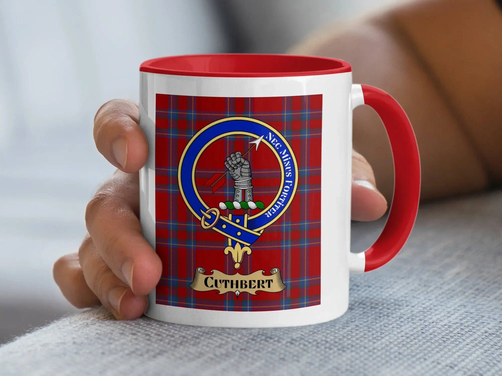 Cuthbert family crest ceramic mug for everyday coffee and tea