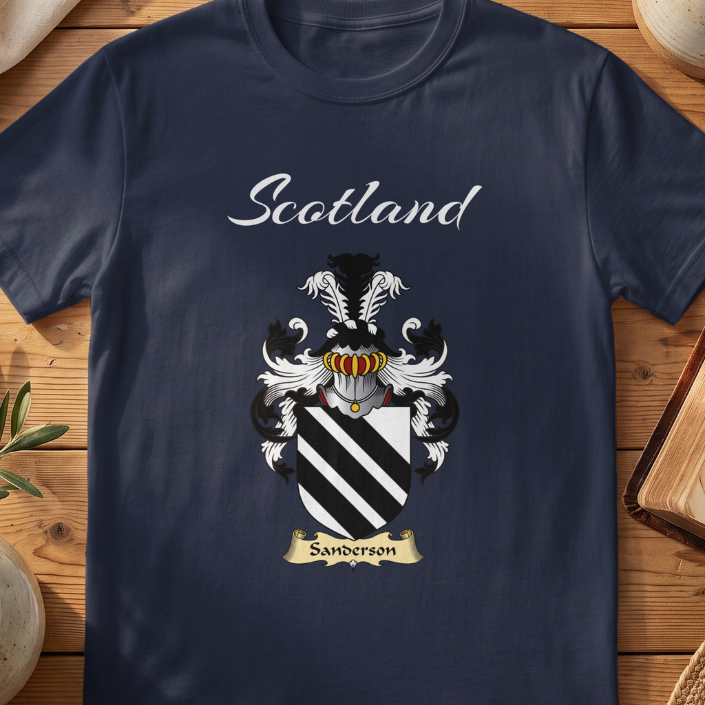 Sanderson Scottish family shield T-shirt in Navy