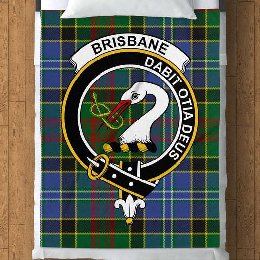 Scottish Clan Brisbane Crest Tartan Throw Blanket - Living Stone Gifts