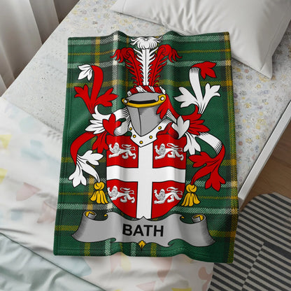 Personalized Bath Family Crest Green Tartan Blanket product