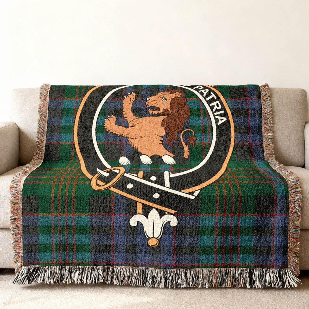 Traditional Clan Crest Lion Tartan Pattern Blanket
