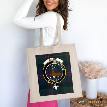 Blair Clan Crest Scottish Tartan Tote Bag - Living Stone Gifts