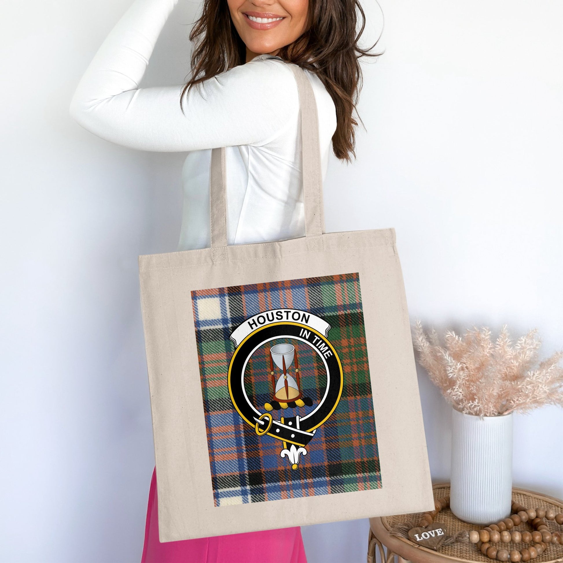 Clan Houston Scottish Crest Tartan Tote Bag - Living Stone Gifts