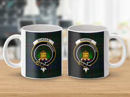 Clan Dundas Scottish Tartan Crest Design Mug - Living Stone Gifts