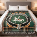 MacGuire Irish National Tartan woven blanket with family crest emblem