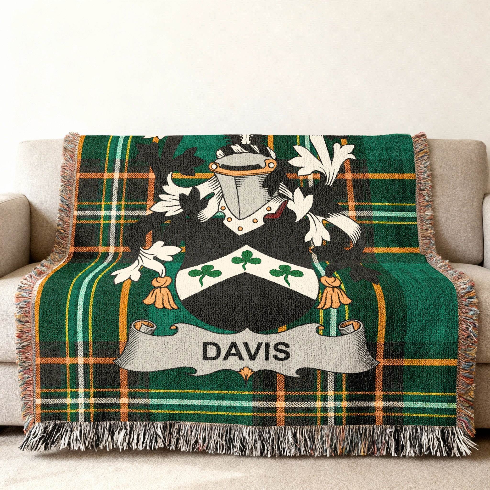 Davis Family Name Crest Plaid Woven Blanket product type