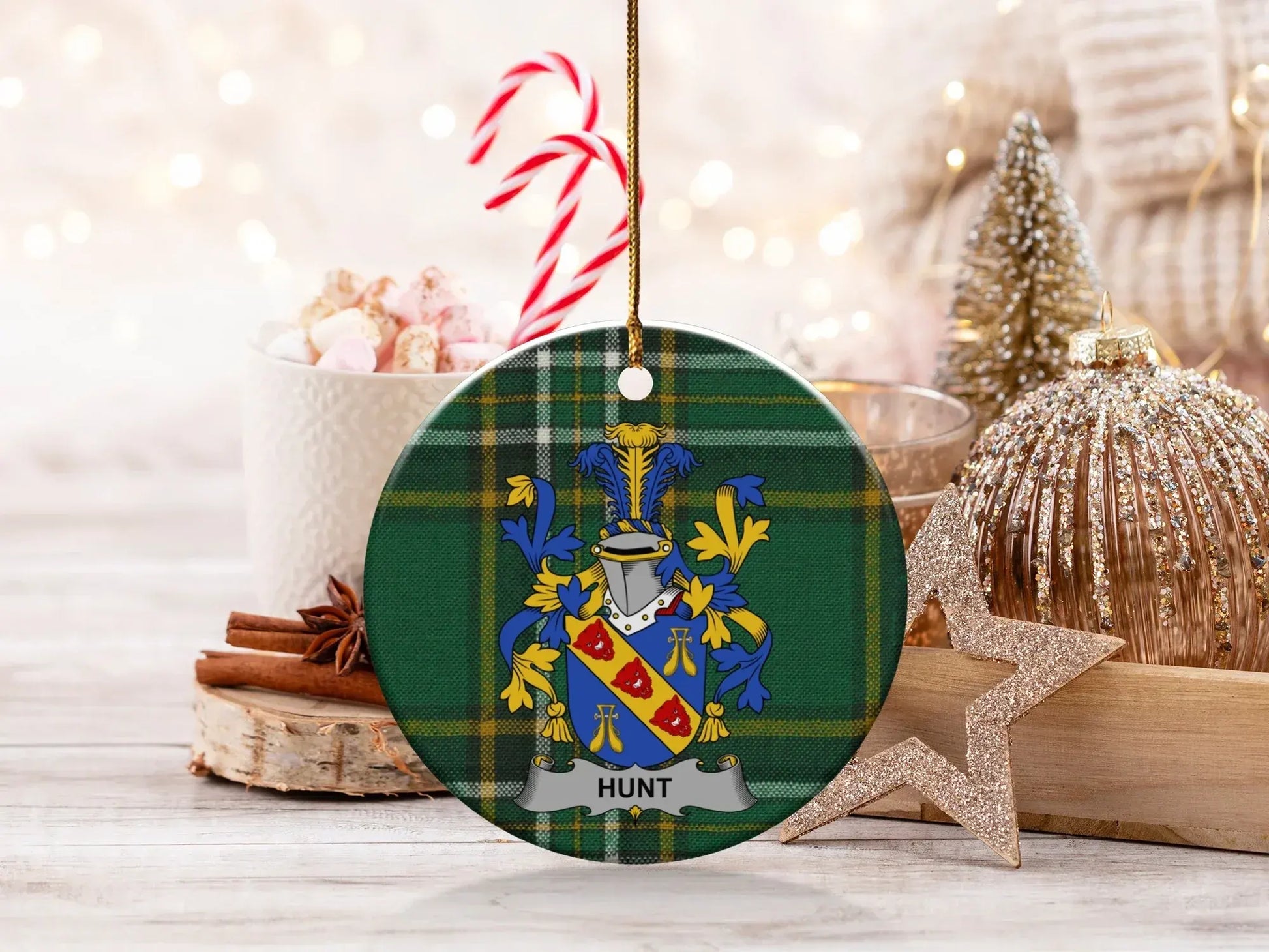 Family Crest Hunt Plaid Holiday Ornament product