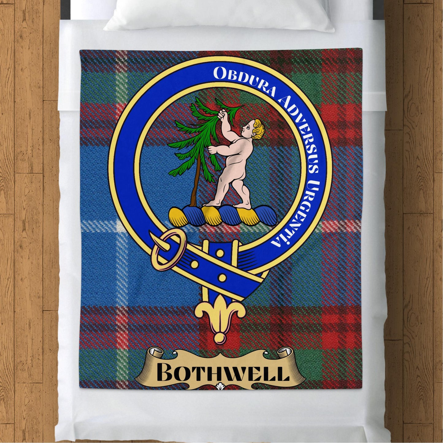 Bothwell Scottish Tartan Crest Throw Blanket - Living Stone Gifts