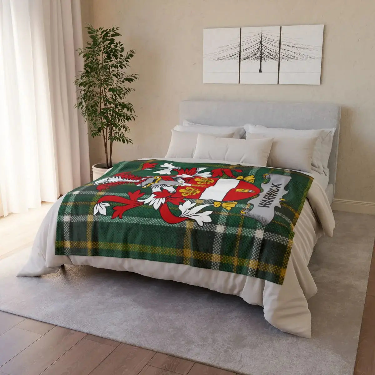 Festive Christmas Cartoon Santa Green Holiday Blanket product