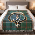 Clan Kirkpatrick woven tartan blanket — cotton weave with fringe edging and I Make Sure crest, 52x37 inch