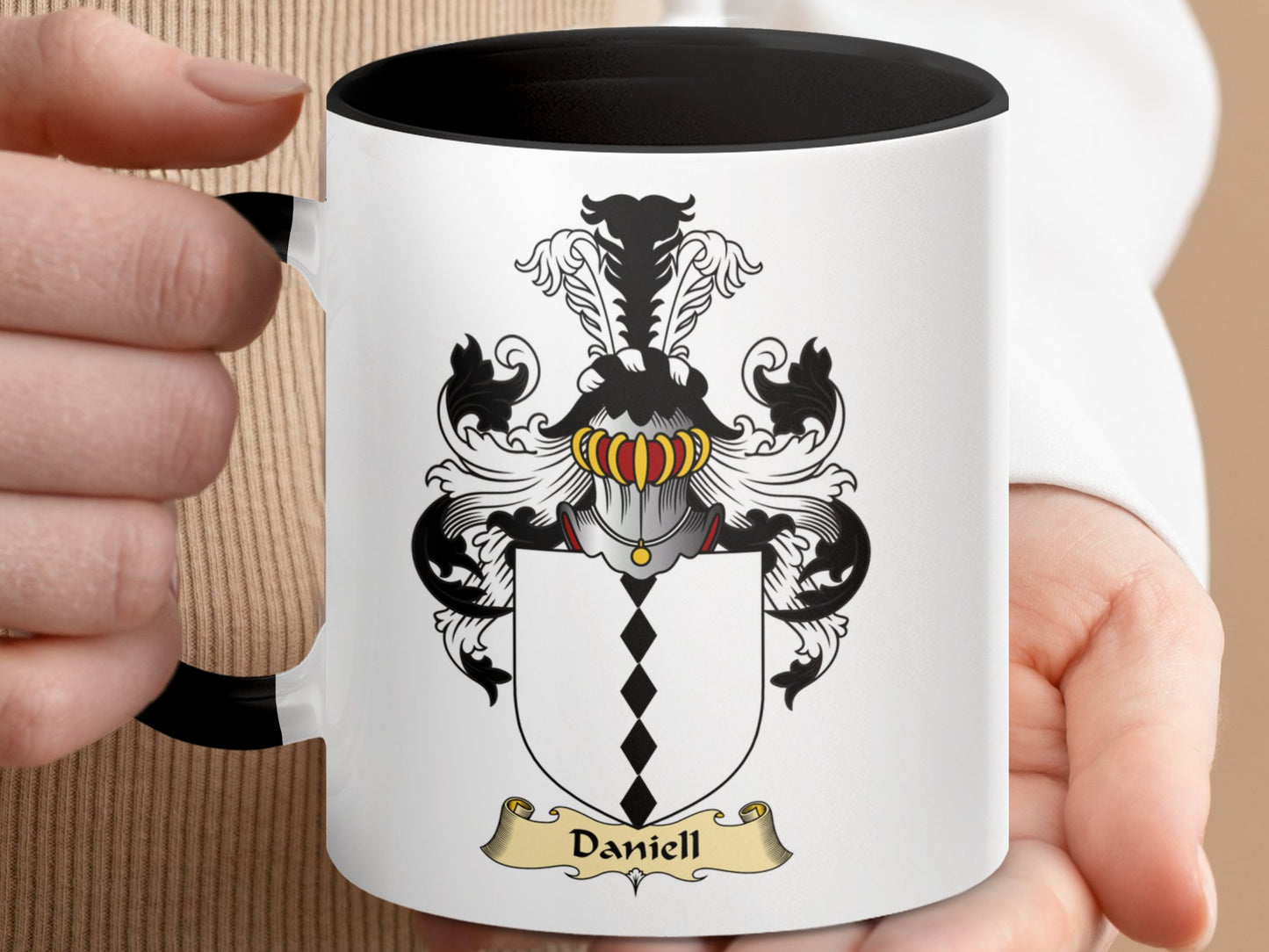 Clan Daniell Scottish Coat of Arms Accent Coffee Mug - Living Stone Gifts