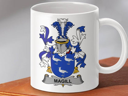 Magill Surname Family Coat of Arms Heraldic Mug - Celtic Ancestry Gifts