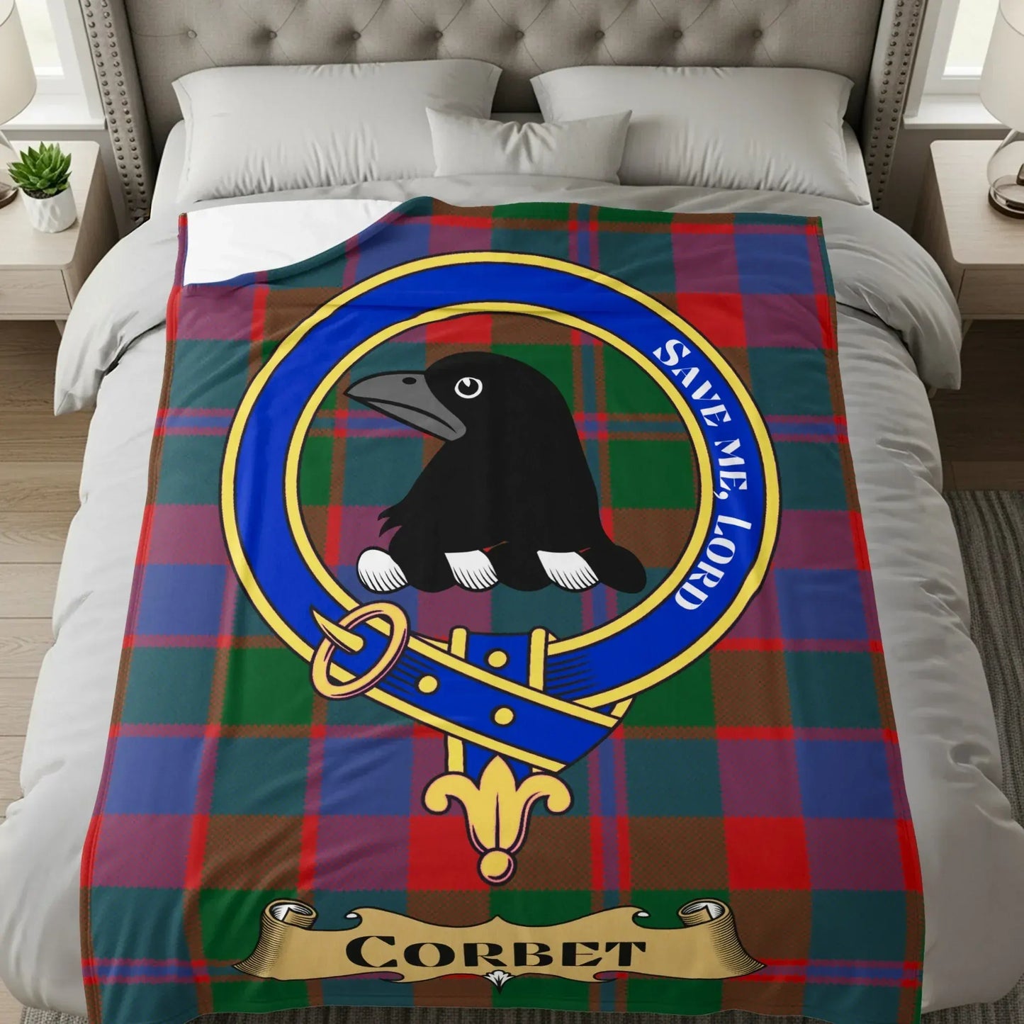 Corbet Plaid Crest Design Bedspread product