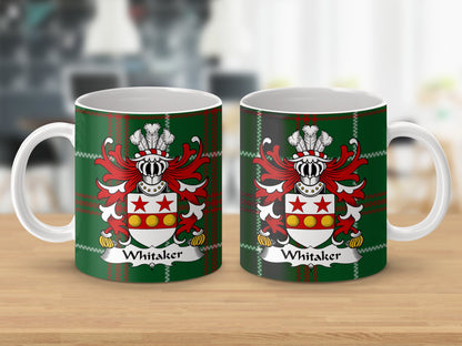 Whitaker Welsh Surname Coat of Arms Tartan Mug - Living Stone Gifts