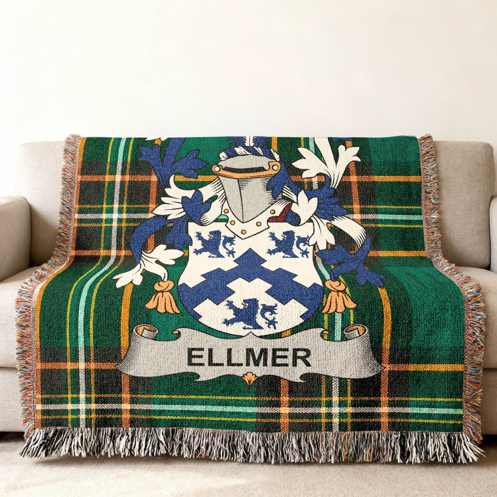 Ellmer Family Crest Tartan Woven Throw Blanket product type