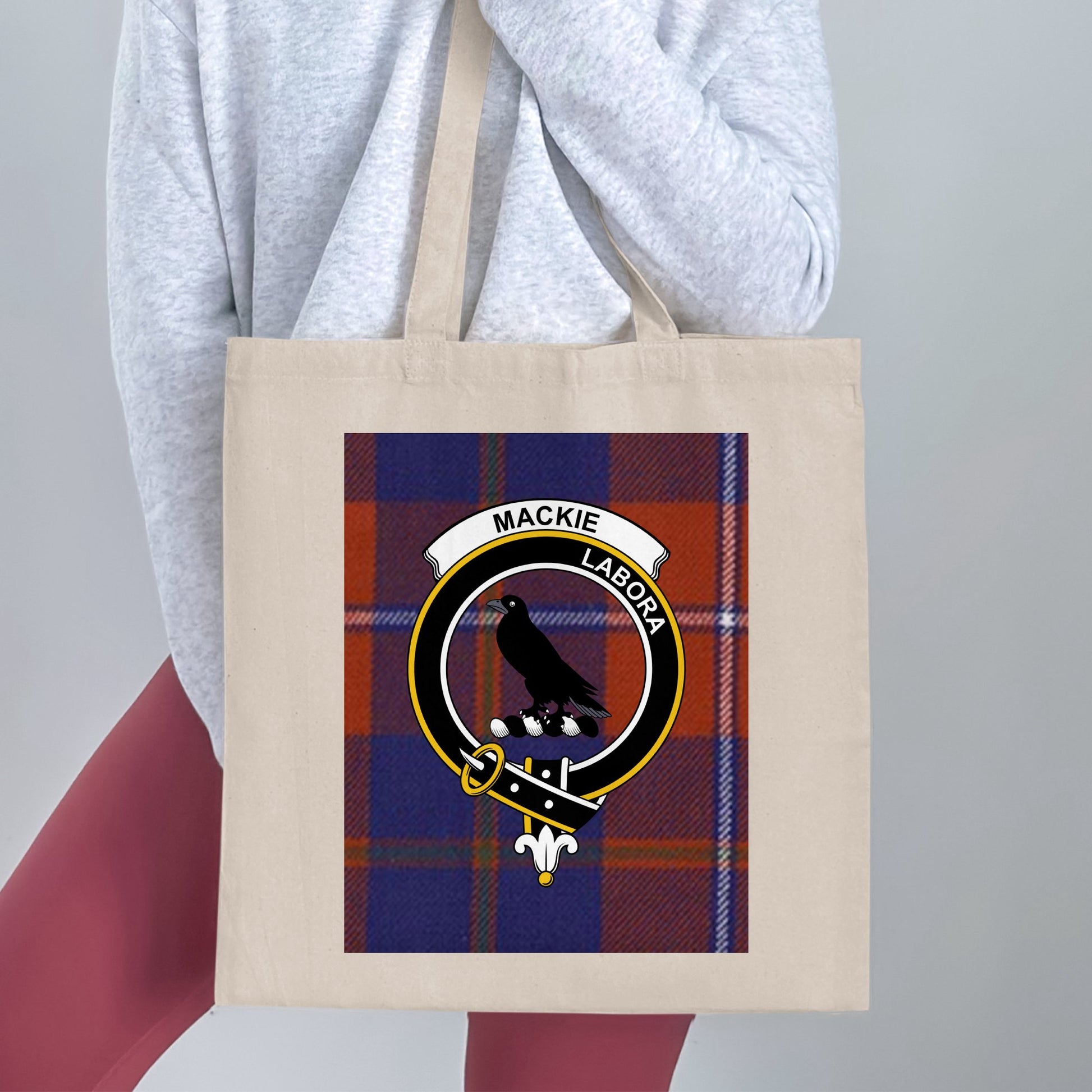 Clan Mackies Scottish Crest Tartan Tote Bag - Living Stone Gifts