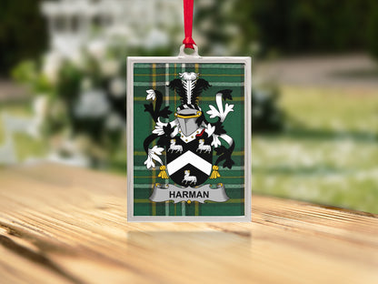 Harman Family Crest Plaid Custom Ornament product