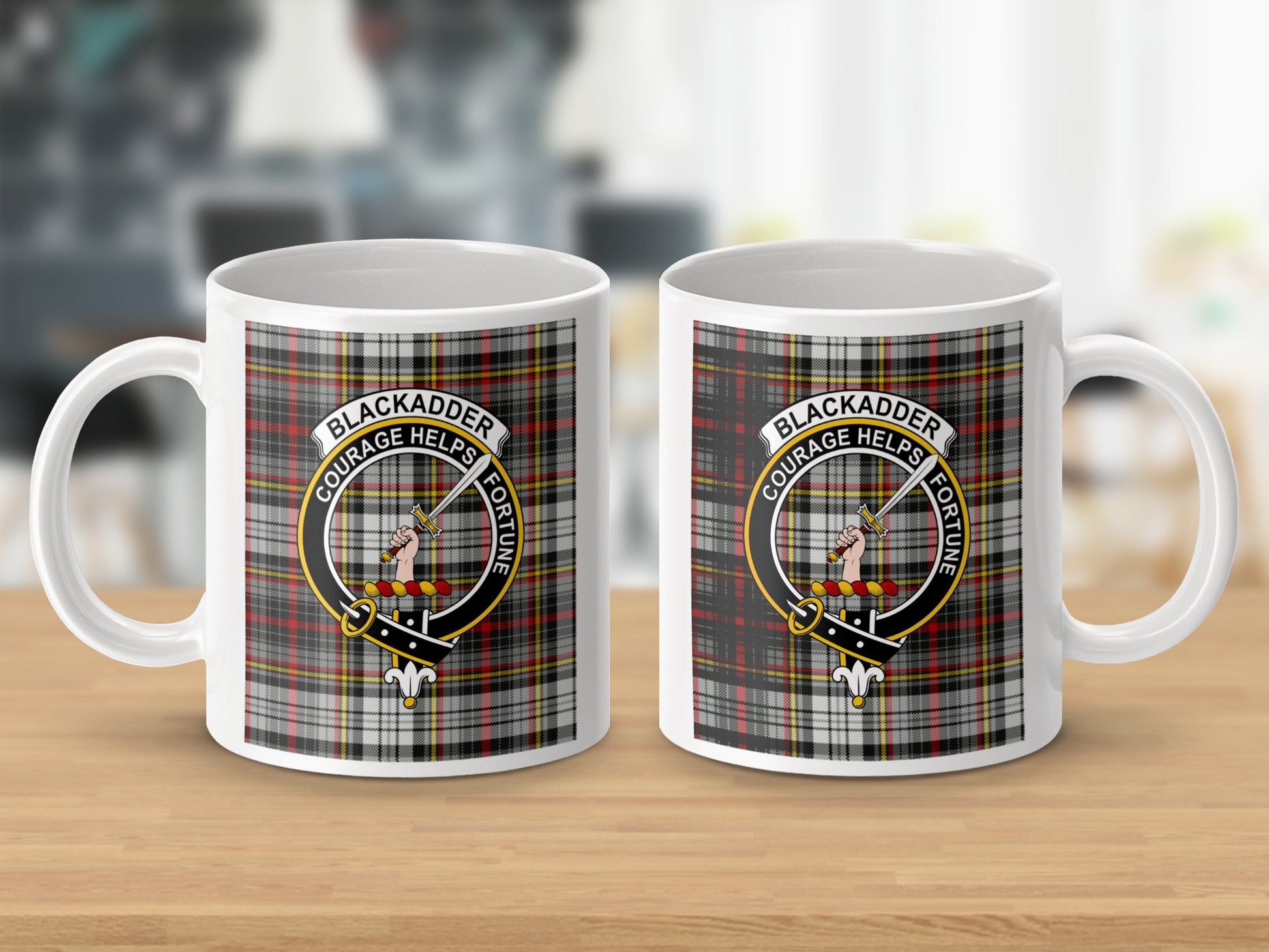 Blackadder Courage Helps Fortune Plaid Pattern Mug - Living Stone Gifts