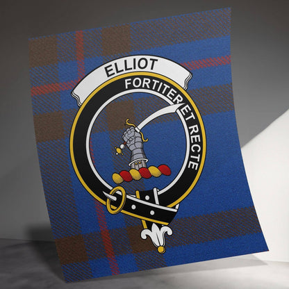 Elliot Scottish Clan Crest Tartan Poster Canvas Wrap - Celtic Ancestry Gifts